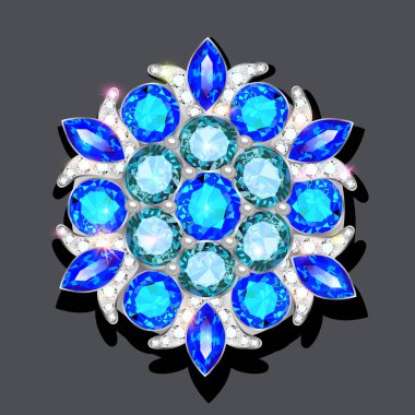 Broş takılar, tasarım elementleri. Değerli taşları olan kabile etnik modeli. Geometrik vintage süslemeli arkaplan.