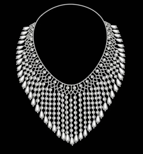 Ilustración Collar Femenino Hecho Perlas Perlas — Archivo Imágenes Vectoriales