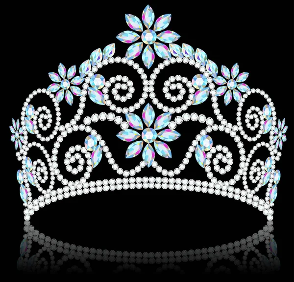 Ilustração Diadema Coroa Tiara Feminina Com Pedras Preciosas Com Reflexão — Vetor de Stock
