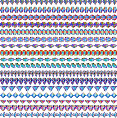 D 'nin mücevherlerinden yapılmış bir dizi sınırsız sınır kaldırımının tasviri