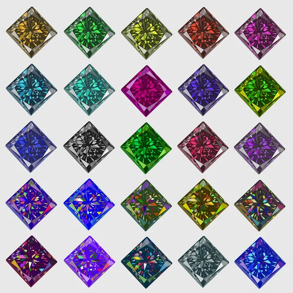 Иллюстрационный Набор Драгоценных Камней Разных Цветов — стоковый вектор
