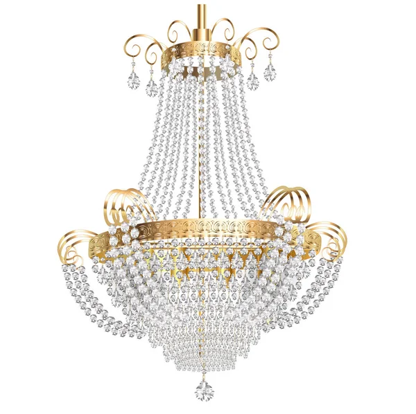 Ilustración Una Lámpara Araña Cristal Antigua Con Colgantes — Archivo Imágenes Vectoriales