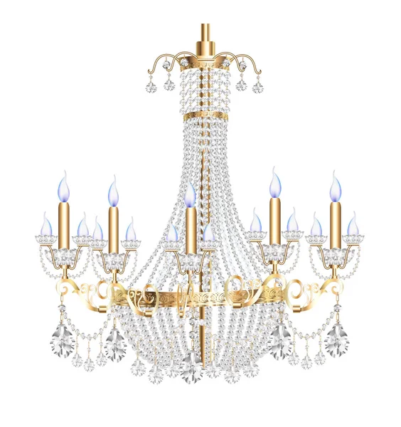 Illustration Magnifique Lustre Cristal Brillant Sur Fond Blanc — Image vectorielle