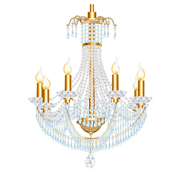 Illustration Magnifique Lustre Cristal Brillant Sur Fond Blanc — Image vectorielle