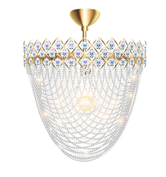 Illustration Magnifique Lustre Cristal Brillant Sur Fond Blanc — Image vectorielle