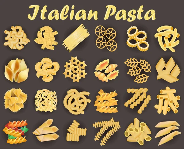 Illustration Reihe Von Arten Italienischer Pasta — Stockvektor