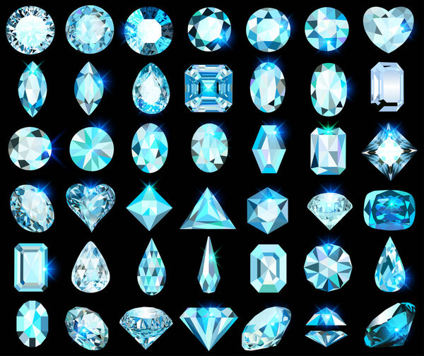 set of precious and artificial stones of different cuts