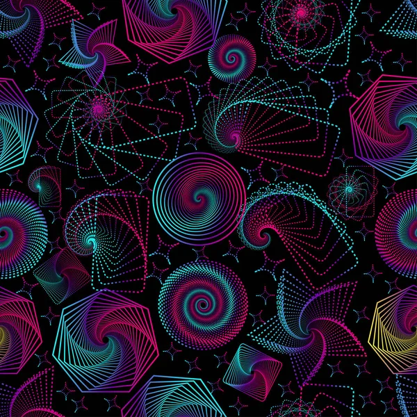 Illustration Motif Sans Couture Avec Des Éléments Conception Linéaires Lumineux — Image vectorielle