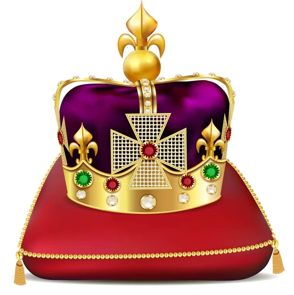 枕の上に宝石のある皇太子冠のイラスト — ストックベクタ