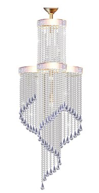 illustration of a modern chandelier with crystal pendants clipart