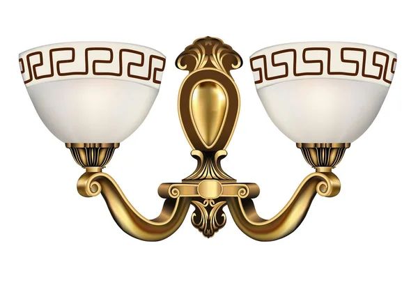 Illust Lampa Sconce Brąz Vintage Białym Tle — Wektor stockowy