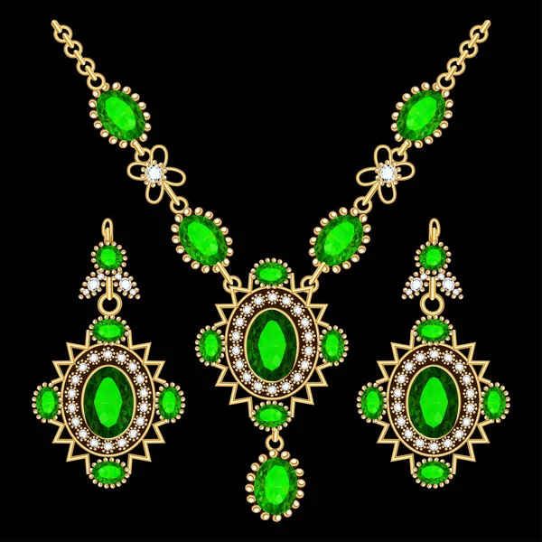 Illustration Ensemble Collier Mariage Indien Boucles Oreilles — Image vectorielle