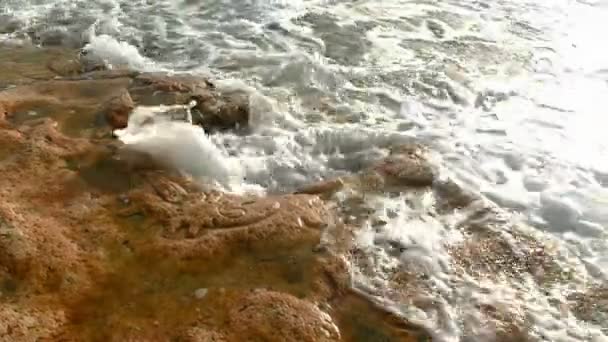 Mysterieuze rotstekeningen door de zee — Stockvideo