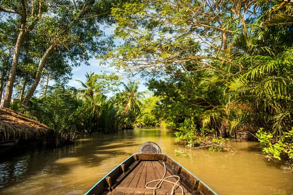 Mekong delta táxi barco — Fotografia de Stock