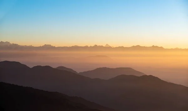 Himalaya Ochtend Prachtig Panorama Uitzicht Bergen — Stockfoto