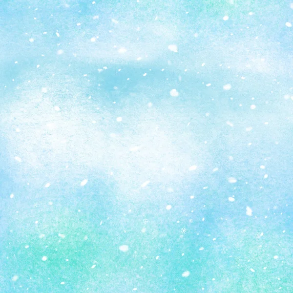 Hand-drawn New year background with snow and snowflakes — ストック写真