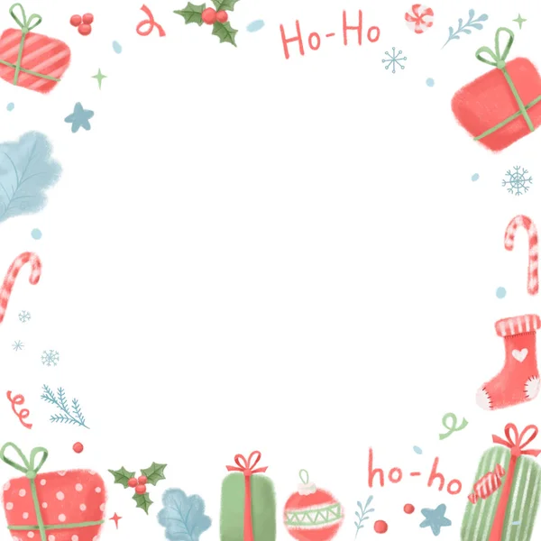 Handgezeichnete Neujahrs Und Weihnachtselemente Hintergrund — Stockfoto