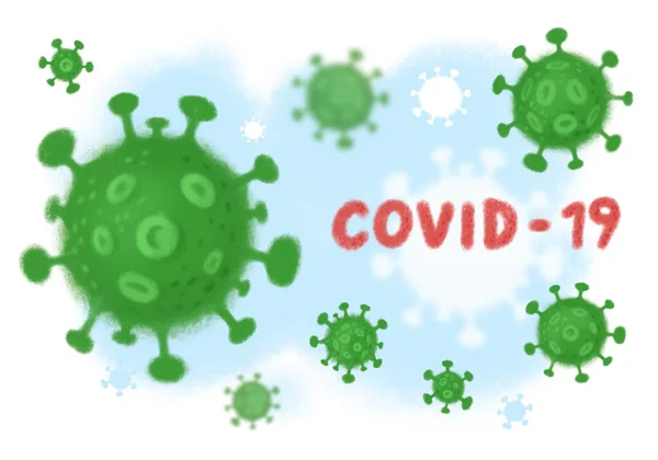 Sfondo Coronavirus Disegnato Mano Covid Sfondo — Foto Stock