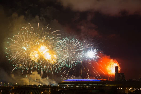 Big fireworks over Luzhniki stadium , Moscow