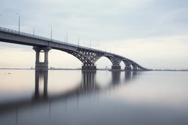 Bridge over the river Volga in sunset. The bridge connects  Saratov and Engels. Russia