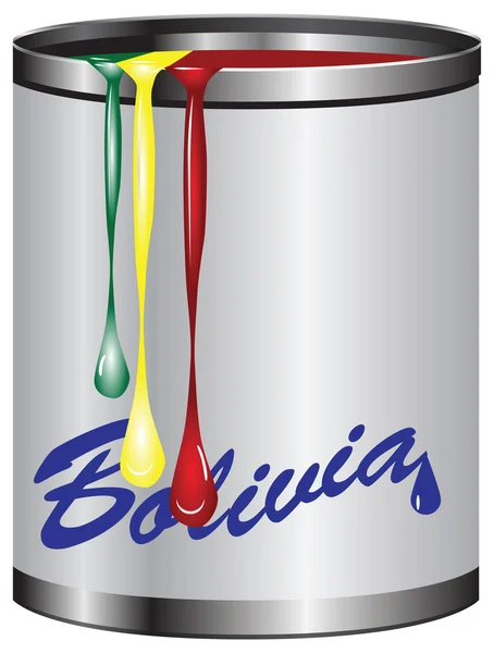 Fémdoboz, festék színe Bolívia zászlaja — Stock Vector