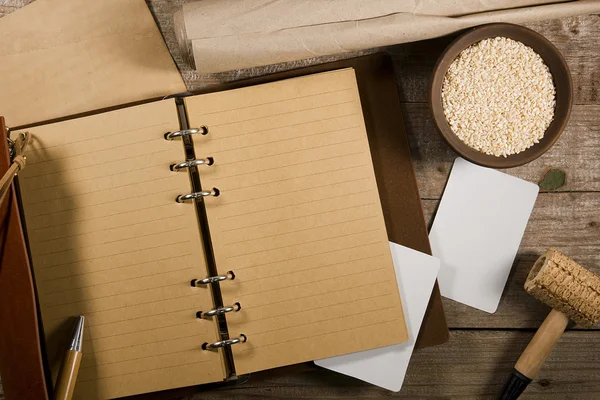 Sesame and book for records — Stock Photo, Image