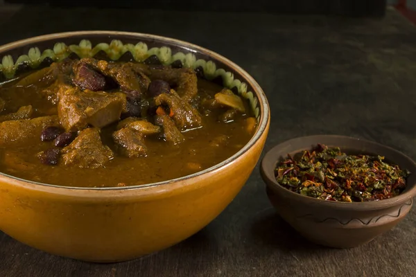 Traditional Hungarian homemade hot goulash soup — Stock Photo, Image