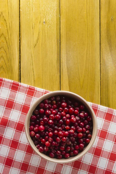 Ripe cranberries in a ceramic plate — Stock Photo, Image