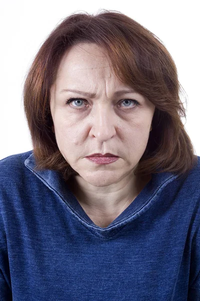 Senior woman with an angry expression — Stock Photo, Image