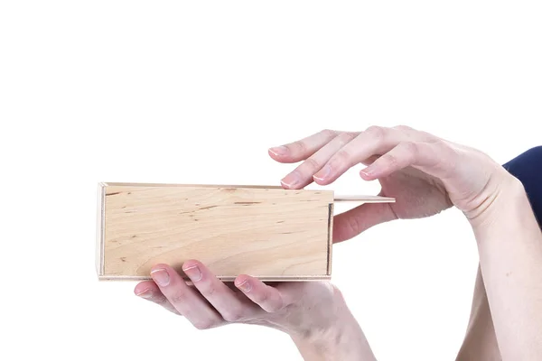 Hands opening box — Stock Photo, Image