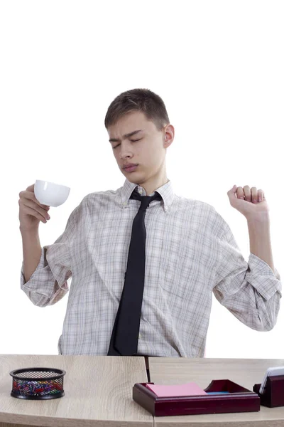 Relaxed young man office worker — Stock Photo, Image