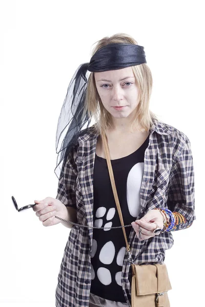 Young woman in the image of a pirate — Stock Photo, Image