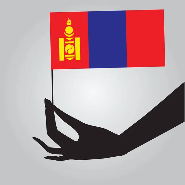 Ręka z flaga Mongolii — Wektor stockowy