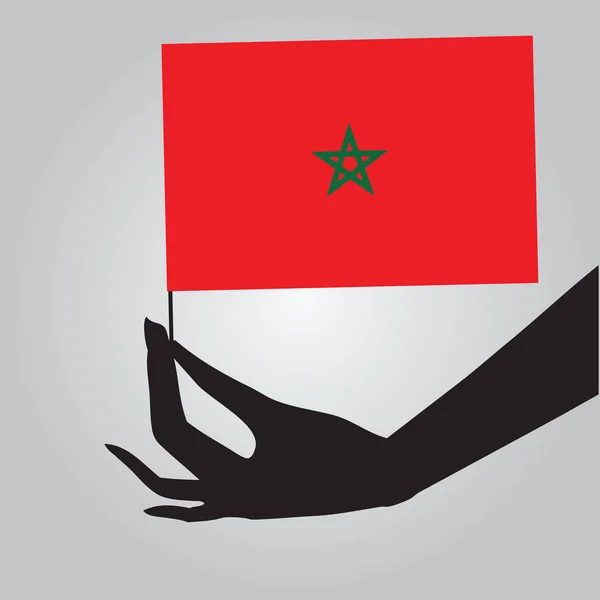 モロッコのフラグを持つ手 — ストックベクタ