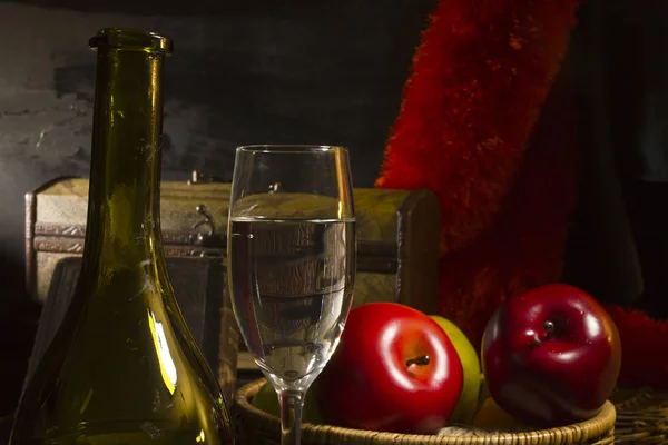 Vintage nature morte avec du vin — Photo