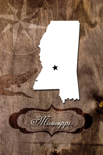 Affisch Mississippi state karta disposition — Stockfoto