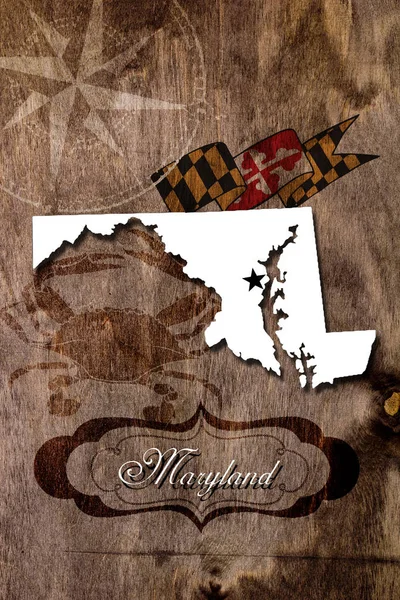 Poster Maryland devlet harita anahat — Stok fotoğraf