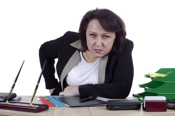 Terrible business woman at work desk — Stock Photo, Image