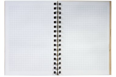 Açık defter ile boş çarşafları