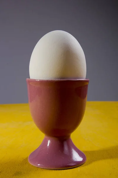 Вареное яйцо в держателе — стоковое фото