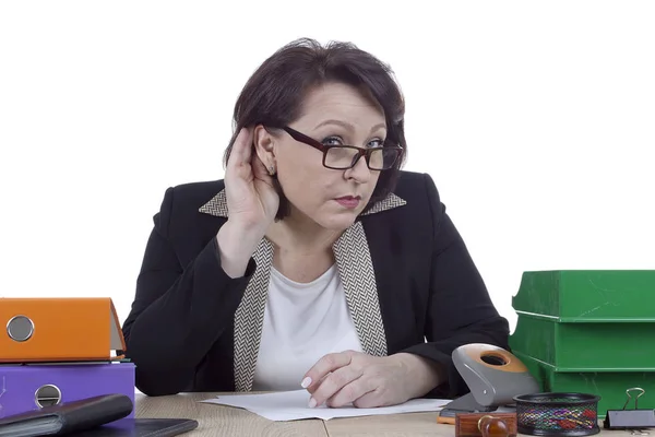 Mulher de negócios na mesa de trabalho — Fotografia de Stock