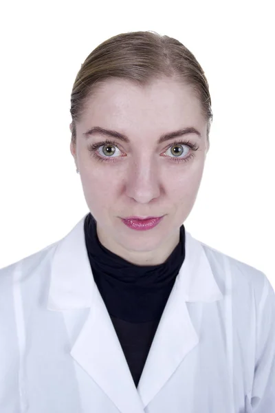 Young blond woman in white dressing gown — Stock Photo, Image