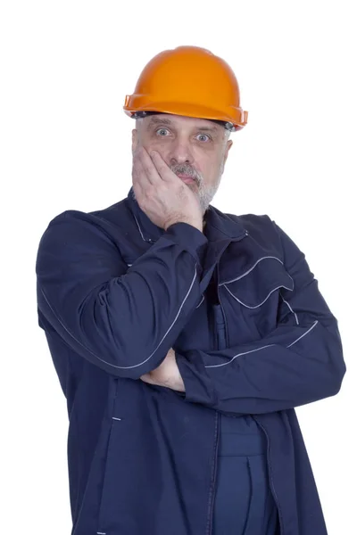 Homem construtor em roupas de trabalho — Fotografia de Stock