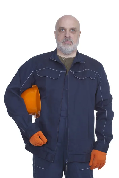 Чоловік будівельник в робочому одязі — стокове фото