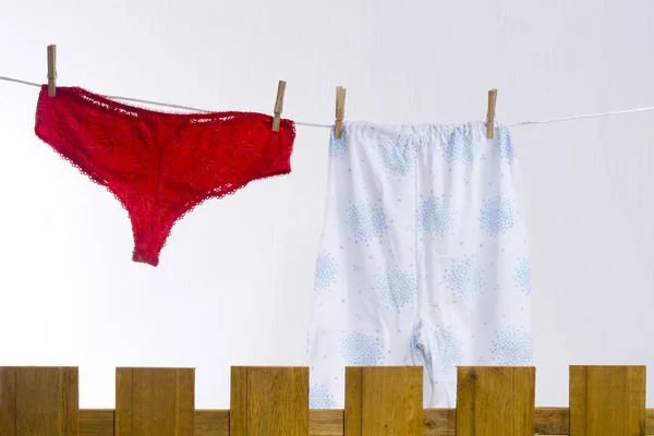 Underwear on a rope — Stock Photo, Image
