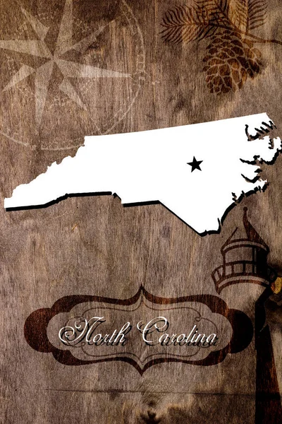 Cartina di stato Poster North Carolina — Foto Stock