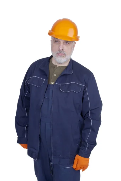 Чоловік будівельник в робочому одязі — стокове фото