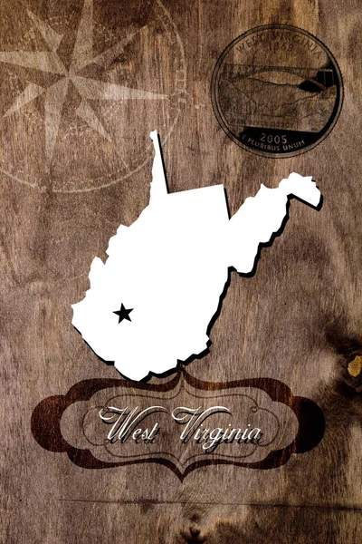 Poster West Virginia staat kaart overzicht — Stockfoto