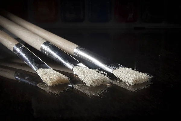 Træ maleri børster - Stock-foto