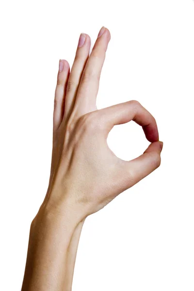 Female hand shows okay — Stock Photo, Image